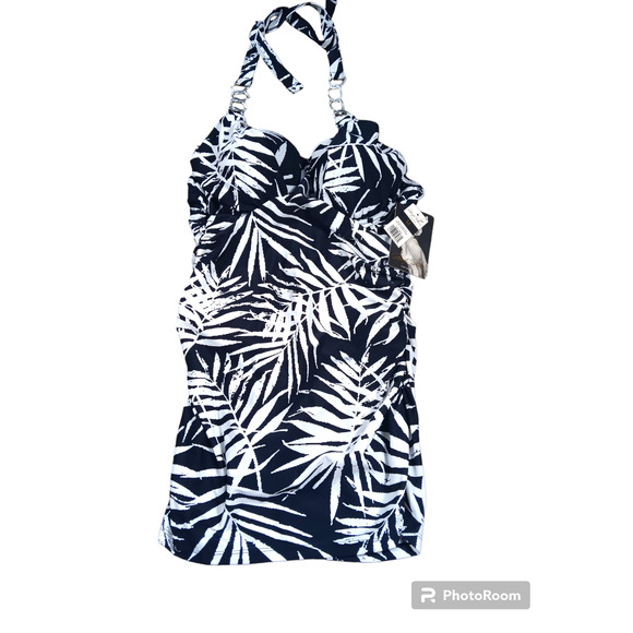 Marilyn Monroe Tummy Control Slimming Underwire Bra Cups Halter Swim One Piece M - Picture 6 of 8